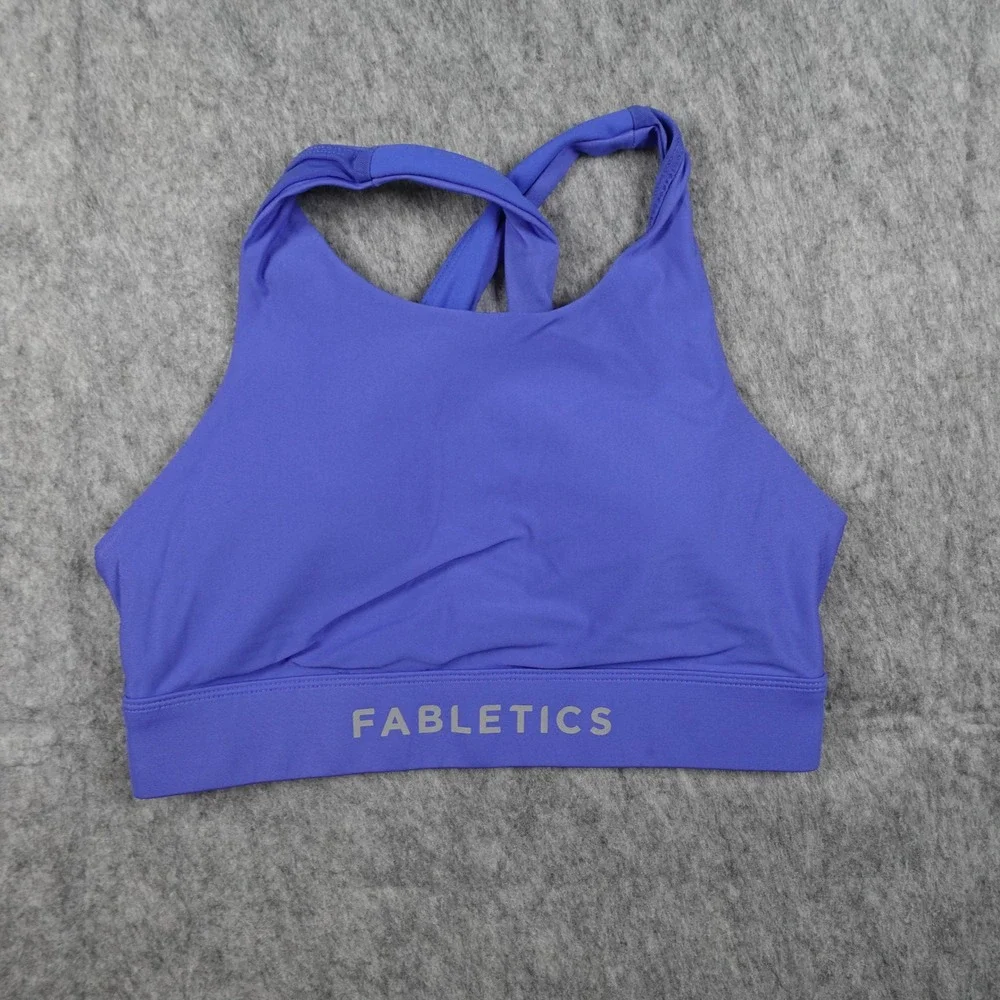 Fabletics Sports Bra Womens Medium? Purple High Neck Crossback Activewear Sports
